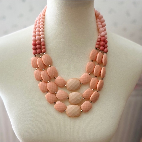 Chunky Statement Necklace in Peach - Picture 2 of 5